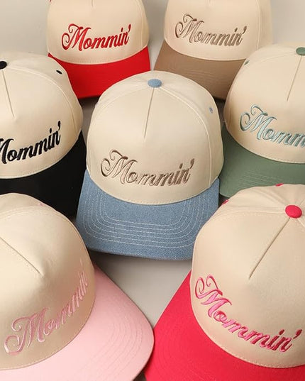 MIRMARU Two-Tone Vintage Canvas Trucker Hats for Men & Women, Adjustable Size Baseball Caps with Trendy Embroidered Design