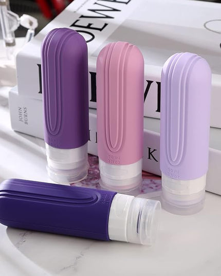 Travel Bottles for Toiletries, Tsa Approved 3oz Travel Size Containers BPA Free Leak Proof Refillable Liquid Silicone Squeezable Travel Accessories for Shampoo Conditioner Lotion (4 Pack)