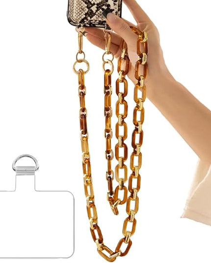 Phone Crossbody Chain Cell Phone Lanyard,Acrylic Shouder Strap Universal Cellphone Chain Strap with Tether Patches Compatible with Most Phones Bag Purse