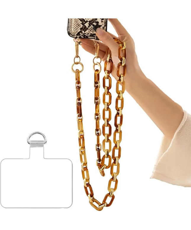 Phone Crossbody Chain Cell Phone Lanyard,Acrylic Shouder Strap Universal Cellphone Chain Strap with Tether Patches Compatible with Most Phones Bag Purse