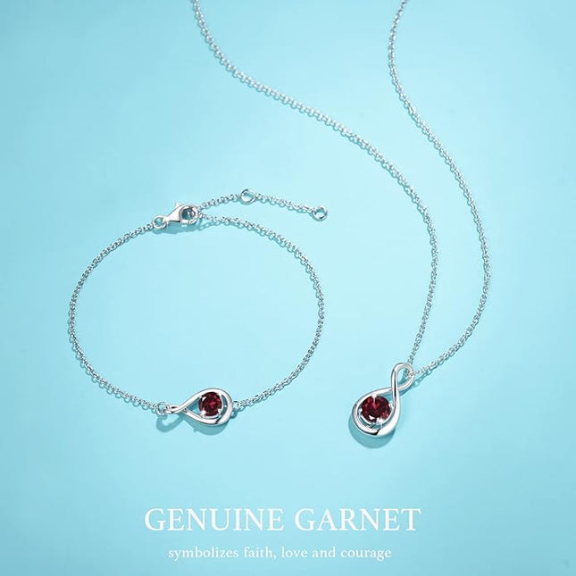 FANCIME Birthstone Necklaces for Women Fine Jewelry Sterling Silver Dainty Infinity Pendant Anniversary Birthday Christmas Gifts for Her Wife Mom Lady Daughter, Chain 16"+2" Extend