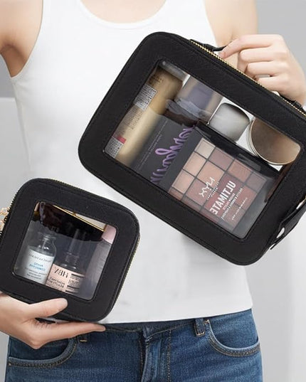 Travel Clear Makeup Bag Set, TSA Approved Cosmetic Bag Case with Zipper Portable Makeup Pouch Toiletry Bag Traveling Cosmetic Organizer Storage Bag Car Organizer Car Essentials