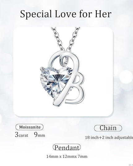 ForeverLove Heart Necklaces for Women, 4-2 Carats Heartshap Moissanite, Silver Pendant Jewelry, Anniversary Birthday Gifts for Wife, Girlfriend, Daughter, Mom