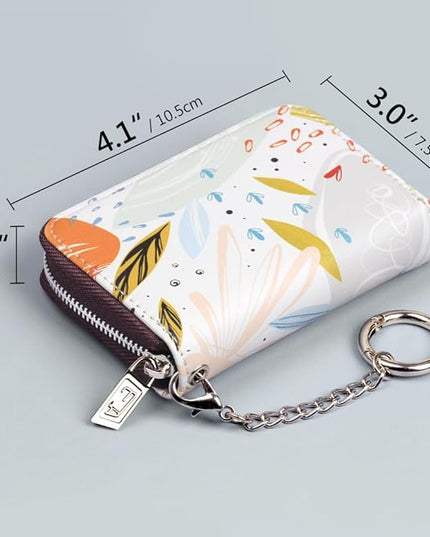 FurArt Zipper Wallet Women, RFID Blocking Credit Card Wallet, Business Card Holder, Compact Size KeyChain Wallet