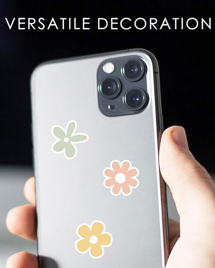 Little Daisy Stickers, Set of 70 Cute Flower Sticker Pack for Laptop, Water Bottle, and Phone, Aesthetic Small Floral Decals, 1 Inch (Colorful)