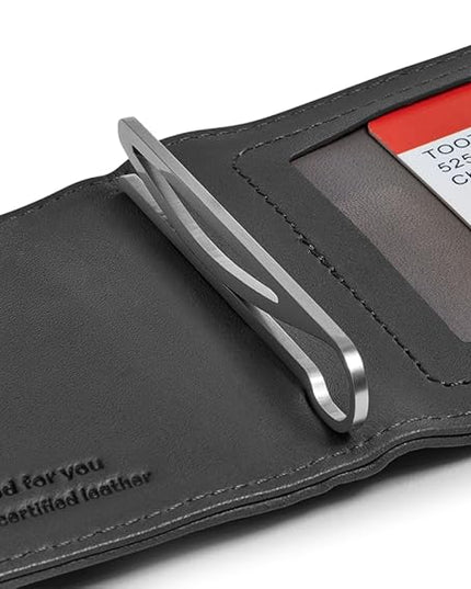 Distil Union Wally Bifold 5.0 RFID Wallet with ID Window - Slim Bifold Wallet for Men with Money Clip, Premium Leather – Minimalist RFID Card Holder - Holds 14 Cards & 30 Bills - Black