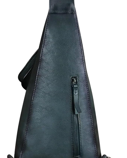 Genuine Leather Sling Bag for Men and Women Vintage Full Grain Leather Sling Purse Chest Daypack Over Shoulder Crossbody Bag (Gray)
