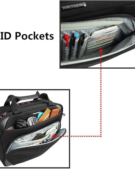 KROSER Laptop Bag 15.6 Inch Briefcase Messenger Bag Water Repellent Computer Case Shoulder Bag Durable Tablet Sleeve with RFID Pockets for Business/College/Women/Men - Black/Red