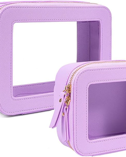 Travel Clear Makeup Bag Set, TSA Approved Cosmetic Bag Case with Zipper Portable Makeup Pouch Toiletry Bag Traveling Cosmetic Organizer Storage Bag Car Organizer Car Essentials