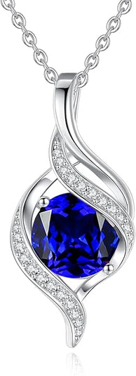 FANCIME Birthstone Necklace for Women Round Cubic Zirconia Necklace S925 Sterling Silver full Love Birthday Gifts for Mom Women