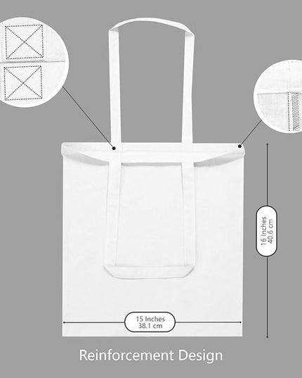 TOPDesign 24-Pack Economical 16"x15" White Cotton Tote Bag, Lightweight Medium Reusable Grocery Shopping Cloth Bags, Suitable for DIY, Advertising, Promotion, Gift, Activity