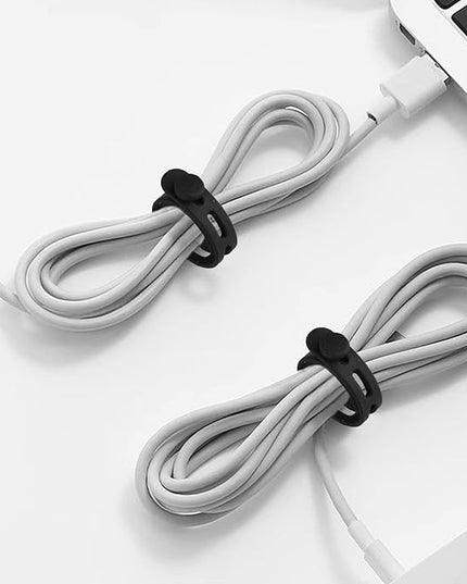 20 Pcs Black Silicone Cable Ties, Reusable Cable Straps Wire Organizer, Cable Management Cord Organizer for Fastening Earphone Phone Charger Home Office Desk Kitchen Appliances Cable Cords Wires