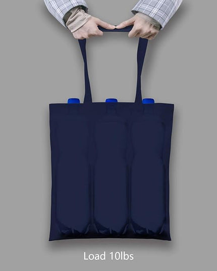 TOPDesign 6-Pack Economical 16"x15" Navy Blue Cotton Tote Bag, Lightweight Medium Reusable Grocery Shopping Cloth Bags, Suitable for DIY, Advertising, Promotion, Gift, Activity