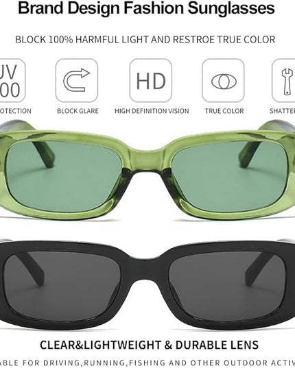 Dollger Rectangle Sunglasses for Women Men Trendy Retro Fashion Sunglasses UV 400 Protection Square Fram
