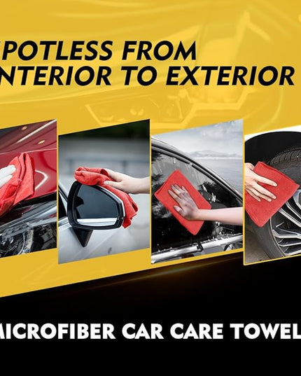 HOMEXCEL Red Microfiber Cleaning Cloth 50 Pack, 12.5 x 12.5 inch Microfiber Towels for Cars, Ultra Absorbent Car Washing Cloth, Lint Free Streak Free Cleaning Rags for Car, Kitchen, and Window