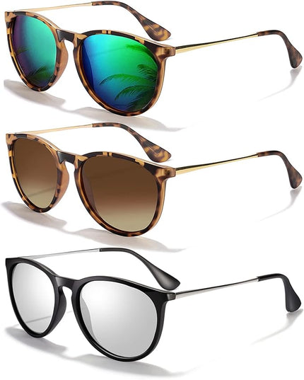 CHBP Sunglasses Womens Men Polarized UV Protection Trendy Vintage Retro Round Mirrored Lens Sunglasses For Women