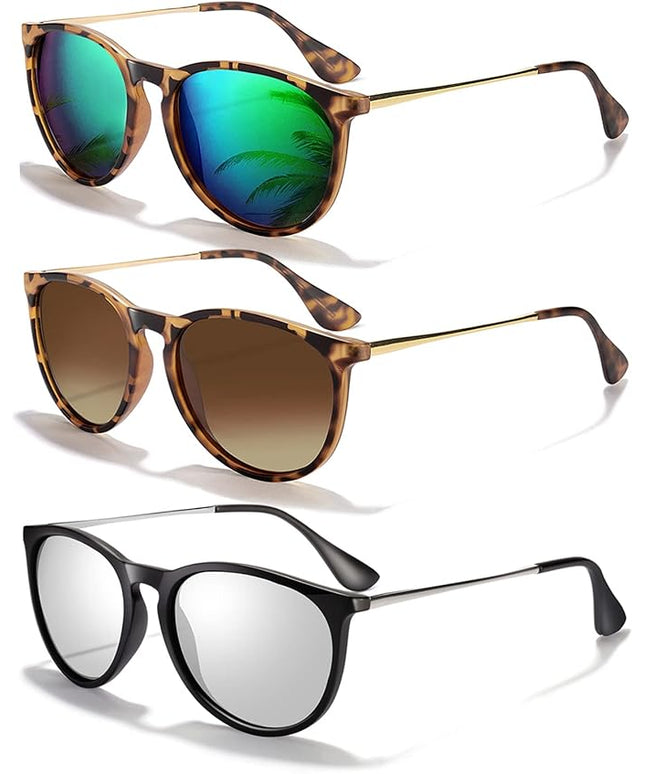 CHBP Sunglasses Womens Men Polarized UV Protection Trendy Vintage Retro Round Mirrored Lens Sunglasses For Women