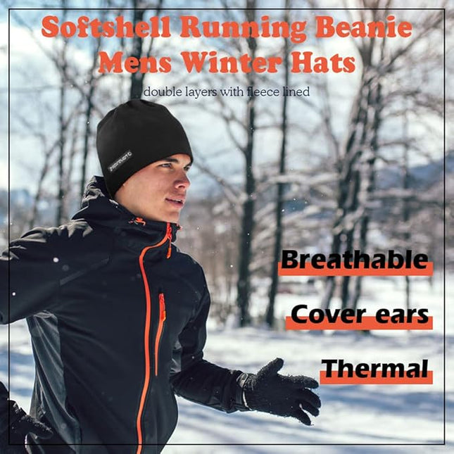 EMPIRELION Softshell Winter Fleece Lined Beanie Hats, 9" Running Skull Cap Thermal Tactical Watch Cap Men Women