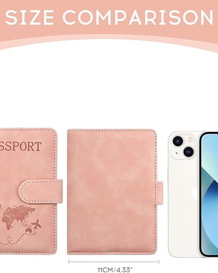 ILIYAH-Passport Cover-Passport Holder Travel Wallet-RFID Blocking Passport Case Travel Accessories Card Holder Wallet Unisex Travel Gifts(Pink)