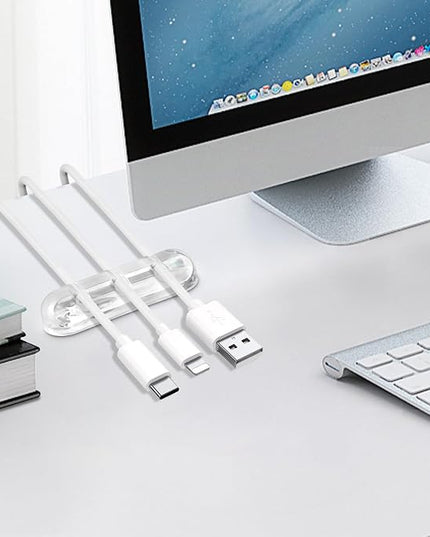 SOULWIT Cable Holder Clips, 3-Pack Cable Management Cord Organizer Clips Silicone Self Adhesive for Desktop USB Charging Cable Nightstand Power Cord Mouse Cable Wire PC Office Home