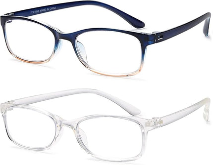 EYEURL 2 Pack Reading Glasses for Women Men, Blue Light Blocking Lightweight TR90 Readers Filter Glare/UV Rays/Eyestrain, 0.50