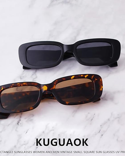 KUGUAOK Retro Rectangle Sunglasses Women and Men Vintage Small Square Sun Glasses UV Protection Glasse