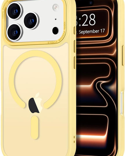 Hython Case for iPhone 17 Pro Max Case Magnetic Translucent Matte Phone Cases 6.9" [Compatible with MagSafe] Thin Slim Fit Shockproof Bumper Hard Protective Cover for Women Men Girls, Frosted Yellow