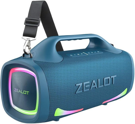 ZEALOT Bluetooth Speaker, 110W Peak(100W) Booming Sound Speakers Wireless, Dual Pairing, XBass, BT 5.3, 24000mAh Power Bank, Portable Outdoor Waterproof Speaker for Camping, Beach Party（Dark Blue）