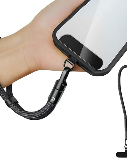 1 Pack Phone Wrist Strap Lanyard, Adjustable Nylon Cell Phone Lanyards with Detachable Tether Tab, Black
