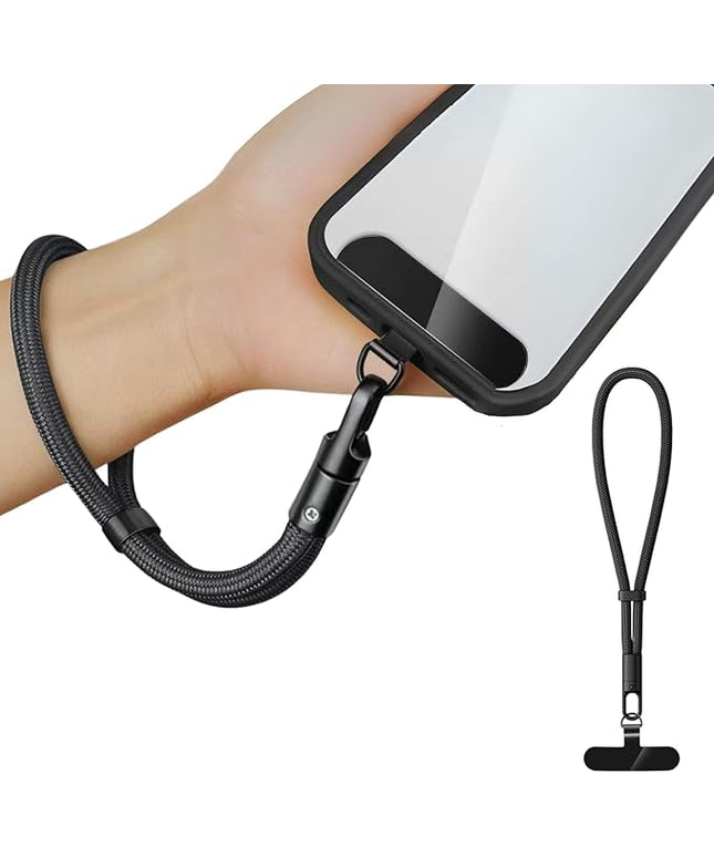 1 Pack Phone Wrist Strap Lanyard, Adjustable Nylon Cell Phone Lanyards with Detachable Tether Tab, Black
