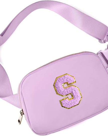 Gitus Gifts for 8 9 10 11 12 Year Old Girls Belt Bag Fanny Pack Crossbody Bags with Initial Letter Patch Cute Stuff Birthday Gifts for Teen Girls Women Personalized Trend Stuff (Lavender-S)