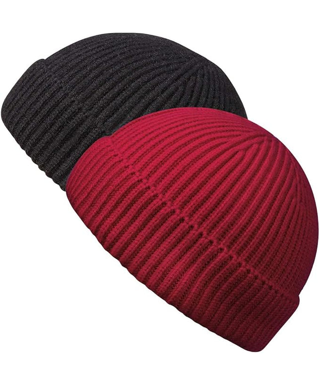 MaxNova Knit Cuff Short Fisherman Beanie for Men Women Warm Hats