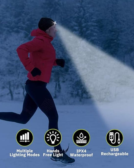 POWERCAP LED Hat Light 150 Lumens Rechargeable Fleece Beanie with Bright Built-in Headlamp Waterproof LED Warm One Size Cap
