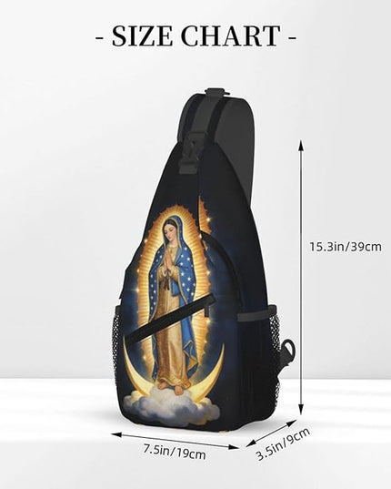 Our Lady of Guadalupe Sling Bag Crossbody Bags Clovers Chest Bag for Travel Hiking for Men Women Virgin Marys 6
