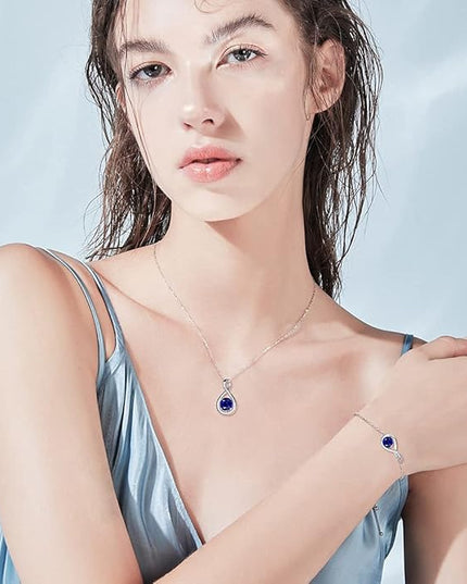 FANCIME Love Bracelet 925 Sterling Silver Infinity Birthstone Bracelets for Women Fine Jewelry Birthday Christmas Gifts for Her Mom Wife, Chain Length 6.7"+1.2" Extend