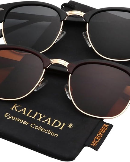 KALIYADI Polarized Sunglasses for Men and Women Semi-Rimless Frame Driving Sun glasses UV Blocking