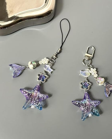 2PCS Cute Phone Charms Aesthetic Y2k Pink Guitar Strawberry Star Phone Straps Key Chains for Keys Bags Camera