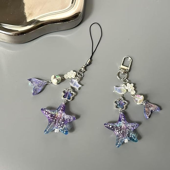 2PCS Cute Phone Charms Aesthetic Y2k Pink Guitar Strawberry Star Phone Straps Key Chains for Keys Bags Camera
