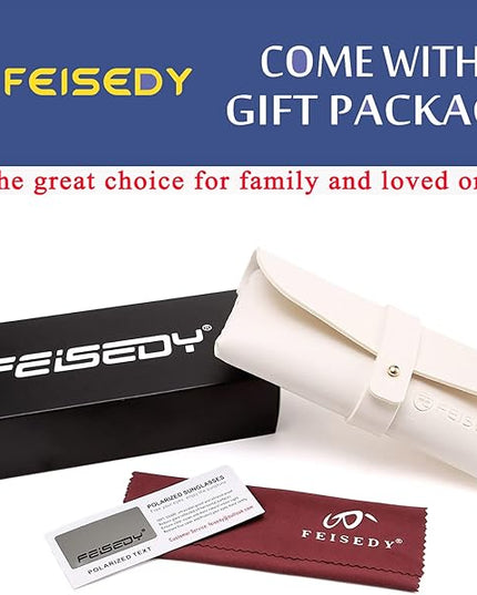 FEISEDY Vintage Square Polarized Sunglasses for Women UV400 Travel Driving Fashion Arcuate Sunglasses B2526