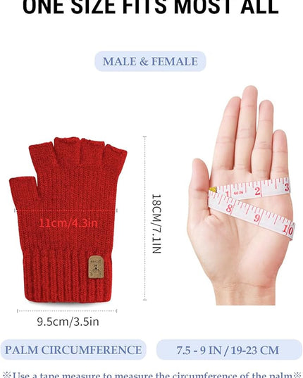 Fingerless Gloves Half Finger Winter Warm Knitted Gloves Working Running Biking Driving for Men and Women
