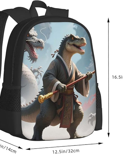 Warrior Dinosaur Notebook Backpack Fits 15 Inch Laptop Hiking Backpack Rucksack For Men Women