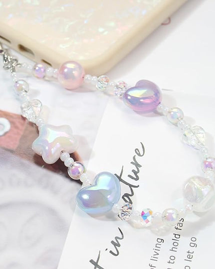 Beaded Camera Wrist Strap, Cute Phone Charms Strap, Pearl Bracelet Wrist Strap, Phone Keychain Decoration for Wallet