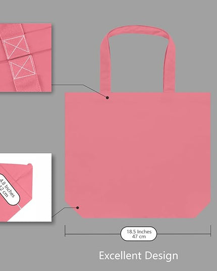 TOPDesign 3-Pack Super Strong Large 12oz Cotton Canvas Tote Bags, Reusable Grocery Shopping Cloth Bags, Fashionable Two-Tone Totes for Crafts, DIY Your Creative Designs