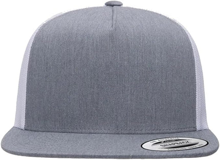 Yupoong 5-Panel YP Classic Trucker Cap | High Profile Flat Visor Snapback | OSFM | Bulk Packs Available