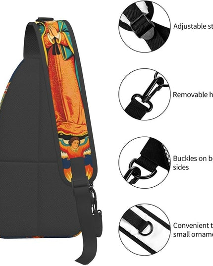 Our Lady of Guadalupe Sling Bag Crossbody Bags Clovers Chest Bag for Travel Hiking for Men Women Virgin Marys 5