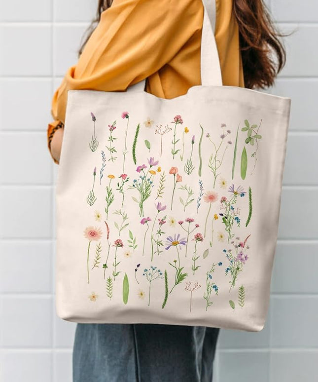 AUSVKAI Canvas Tote Bag Aesthetic for Women, Cute Reusable Cloth Cotton Bags for Shopping Beach Grocery
