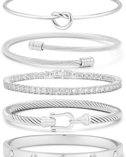 18 K Gold Plated Love Bangle Bracelet Stack Cuff Jewelry for Women Jewelry Set for Women Gift with Box