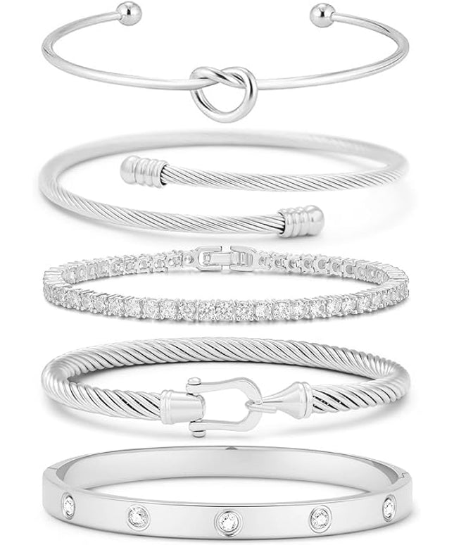 18 K Gold Plated Love Bangle Bracelet Stack Cuff Jewelry for Women Jewelry Set for Women Gift with Box