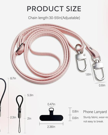 BFSD·DM Phone Crossbody Strap, Universal Crossbody Patch Phone Lanyards,Phone Lanyards for Around The Neck,Phone Strap,Compatible with Most Smartphones, (Pink)