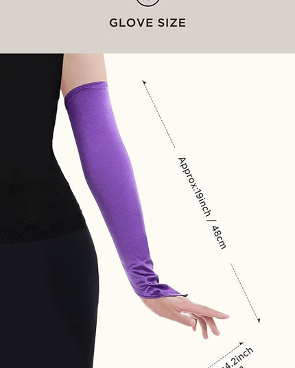 BABEYOND Long Opera Party 20s Satin Gloves Stretchy Adult Size Elbow Length